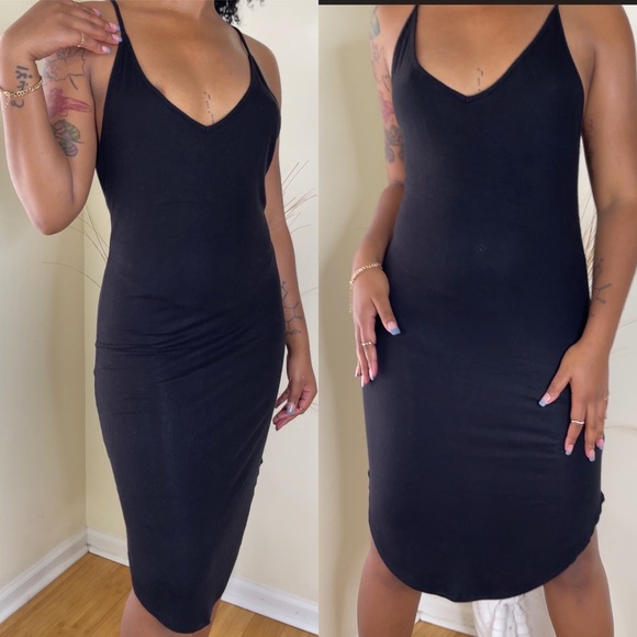 Heart & Hips Dresses & Skirts - Heart & Hips | Black Spaghetti Strap Double V Lounge Dress Sz M